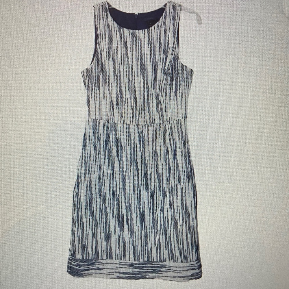 J Crew Tweed Blue and White Sleeveless Midi Dress Size 6 - Picture 2 of 6